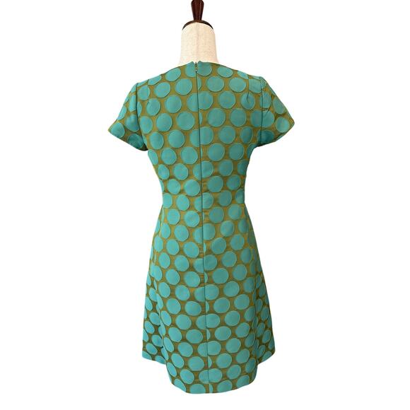 Boden Jacquard Green Teal Polka Dot Spot Dress - US 4 - Picture 2 of 14